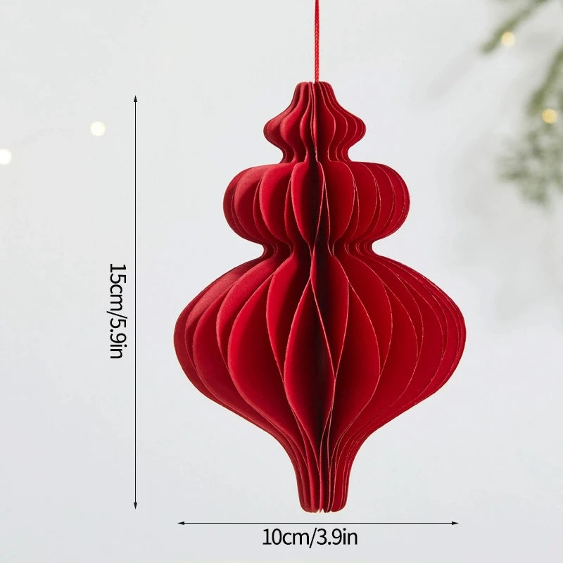 3D Christmas Decorations Christmas Tree New Year Hanging Pendants Paper Lantern 2026 Navidad Wedding New Year Decorations