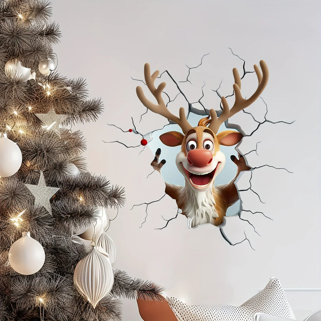 3D Reindeer Christmas Wall Decal