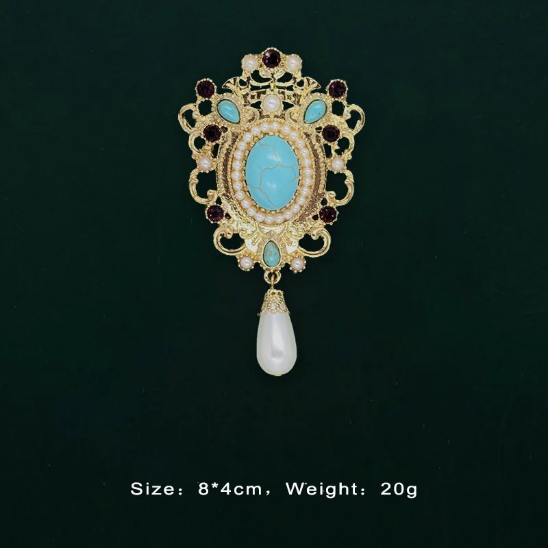 Baroque Crystal Pearl Rectangle Brooch