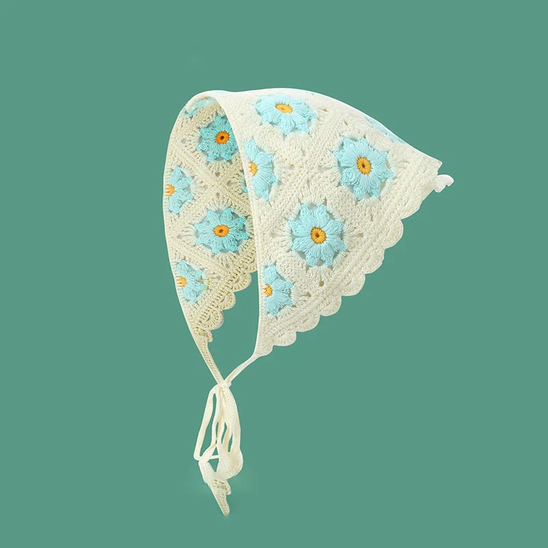 Elegant Knitted Triangle Scarf Headband for Women Fashion Girl strawberry Versatile pattern Hair Band Hair Accessory