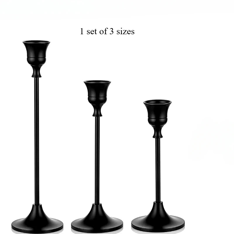 Set of 3 Vintage Elegant Metal and Aluminum Tabletop Candle Holders, Suitable for Wedding Anniversary, Home and Hotel Decoration