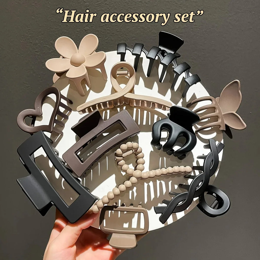 11pcs Women's High-End Frosted Shark Clip Set Back Head Hair Accessories Elegant Hairdressing Headwear