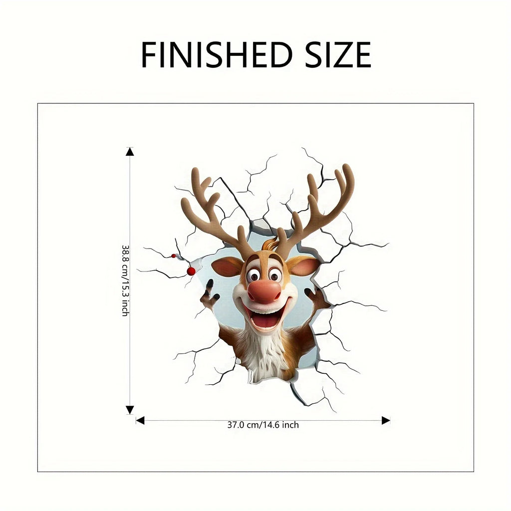 3D Reindeer Christmas Wall Decal