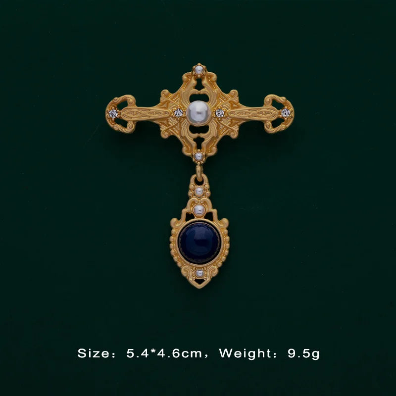 Baroque Crystal Pearl Rectangle Brooch