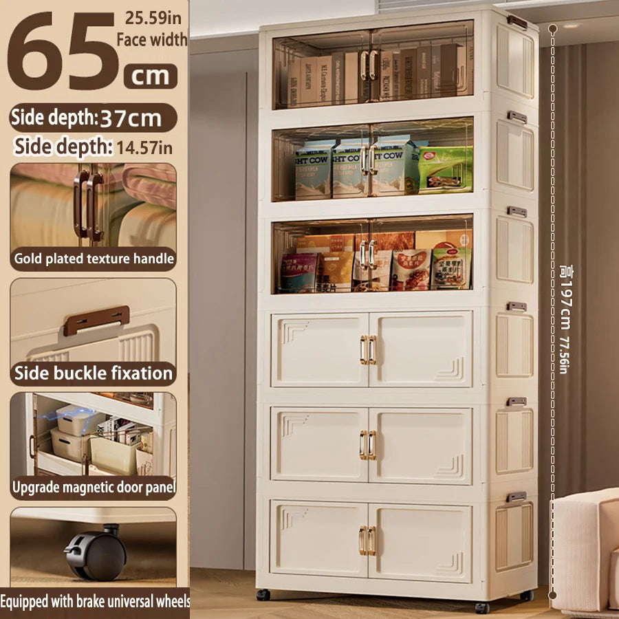 45/55/65cm Length Multifunction Storage Cabinet Large Capacity Foldable Easy-to-Install Storage Box Dustproof Wardrobe
