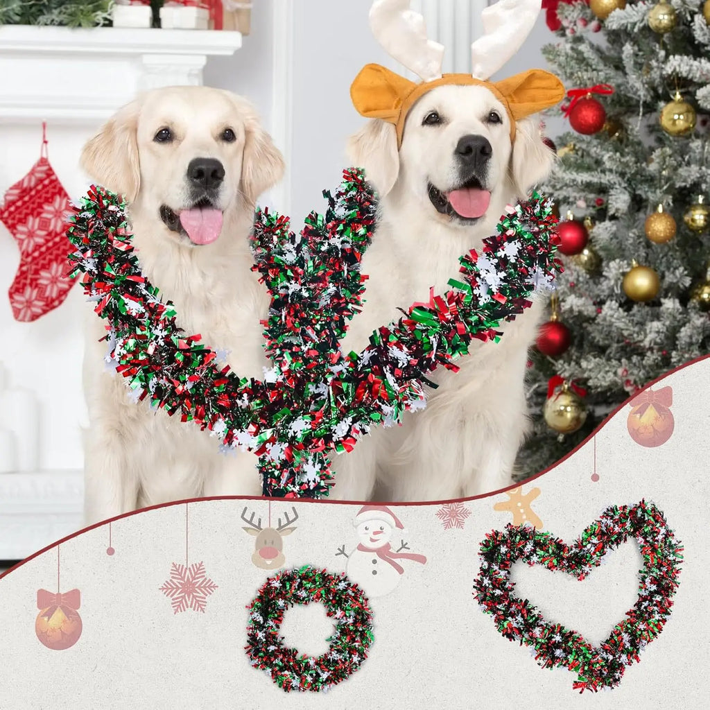 2M Christmas Snowflake Tinsel Garland Xmas Tree Decoration Christmas Metallic Twist Garland Ceiling Hanging New Year Party Decor