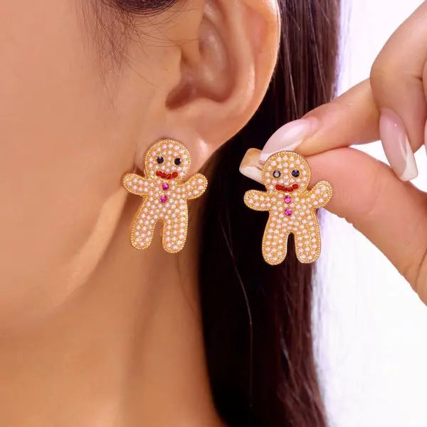 Merry Christmas Pearl Flower Star Bell Long Tassel Dangle Earrings for Women Shiny Crystal Zircon Snowflake Earring Girl Jewelry