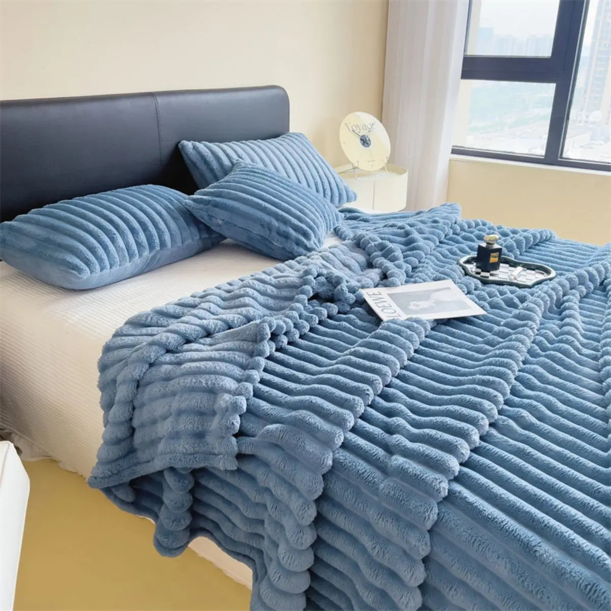 Cozy Striped Bed & Nap Blanket
