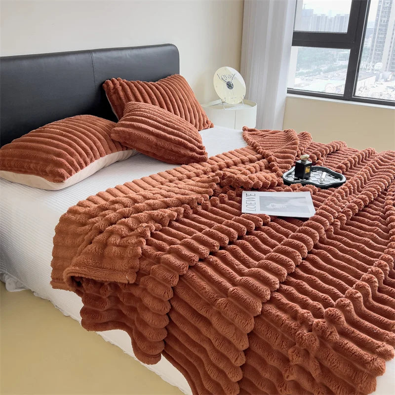 Cozy Striped Bed & Nap Blanket