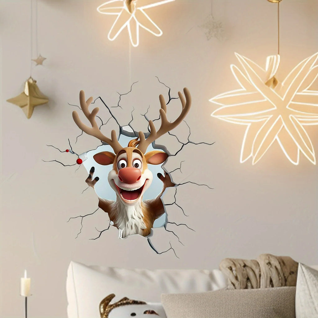 3D Reindeer Christmas Wall Decal