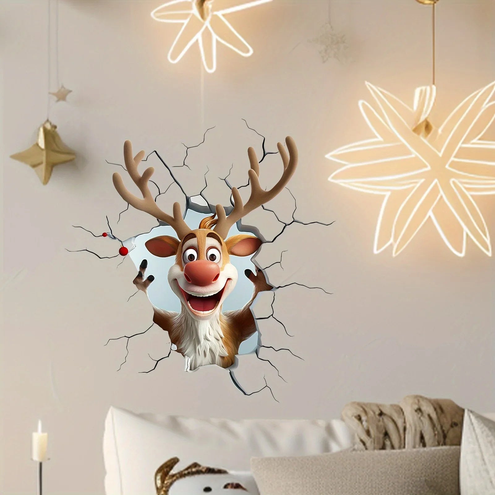 3D Reindeer Christmas Wall Decal