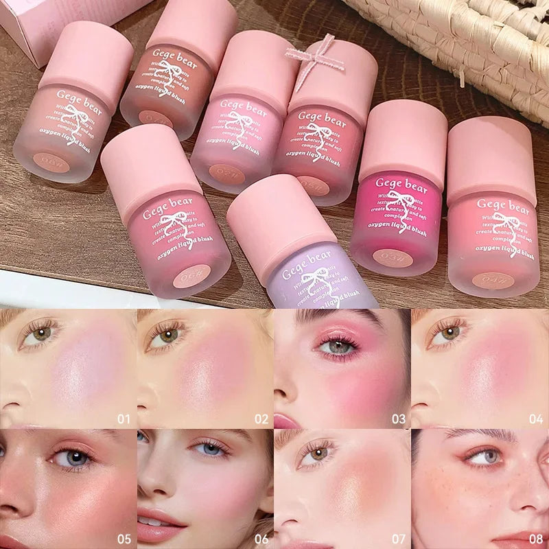 Beauty Soft Light Pink Liquid Blush Lasting Natural Contouring Low Saturated Blusher Waterproof Facial Blush Rouge Korean Makeup