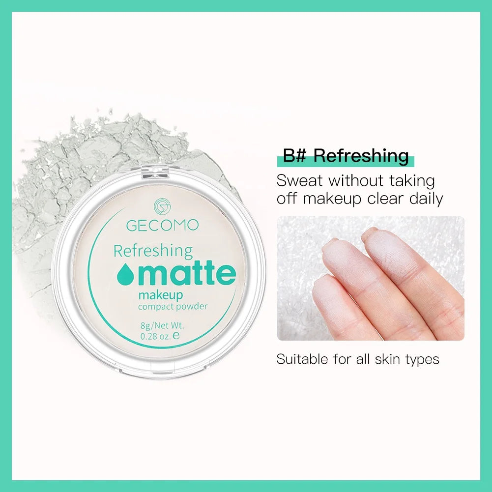 GECOMO Mattifying Compact Powder 12H Long Last Oil Control Silky Matt Makeup Setting Powder Translucent For All Skin Tones