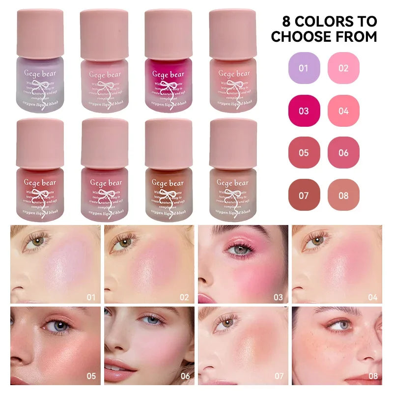Beauty Soft Light Pink Liquid Blush Lasting Natural Contouring Low Saturated Blusher Waterproof Facial Blush Rouge Korean Makeup