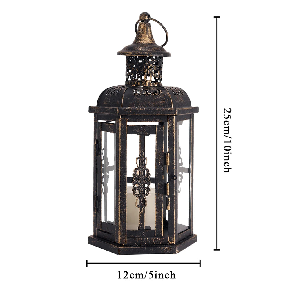 Vintage Nordic Candle Holder Lanterns Candles Aesthetic Hanging Lantern Iron Lantern Black Home Decor Wedding Room Decoration