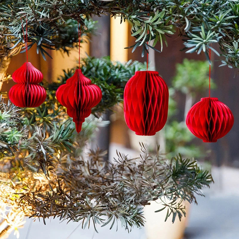 3D Christmas Decorations Christmas Tree New Year Hanging Pendants Paper Lantern 2026 Navidad Wedding New Year Decorations