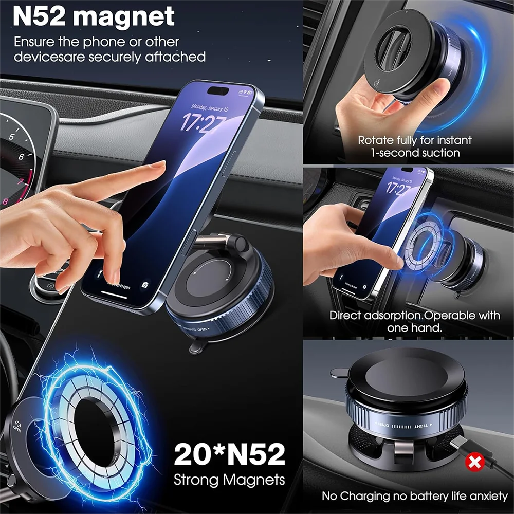 Mini Magnetic Vacuum Phone Holder