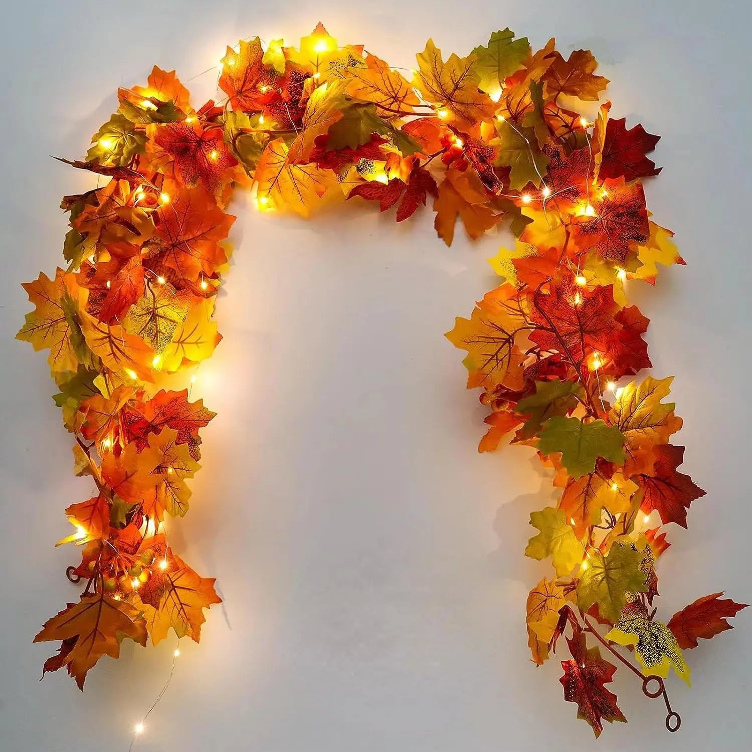200CM Autumn Artificial Maple Leaf Wreath Fake Leaf Plant Vine Home Decor Garden Halloween Wall Outdoor Doors Windows Decoration