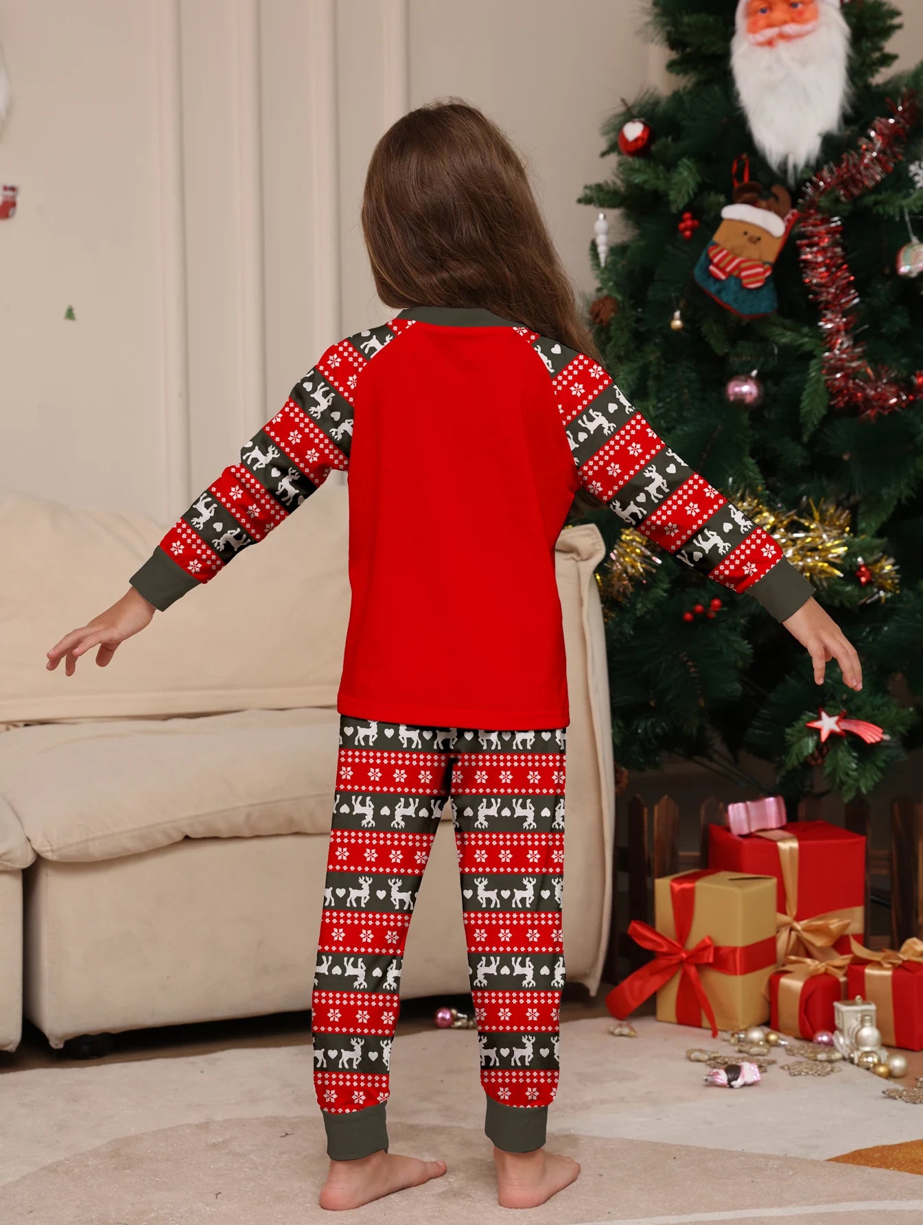 Family Christmas Pajama Sets - All - over Santa, Tree & Reindeer Prints, Cozy for Holidays