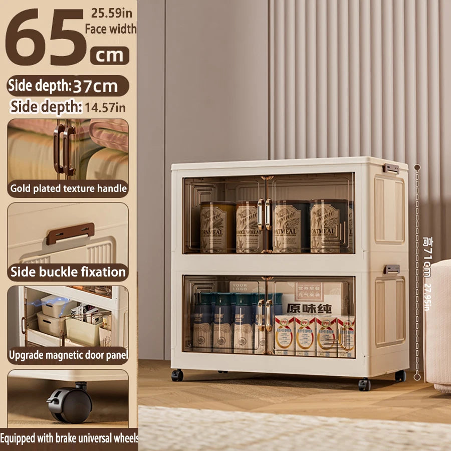 45/55/65cm Length Multifunction Storage Cabinet Large Capacity Foldable Easy-to-Install Storage Box Dustproof Wardrobe