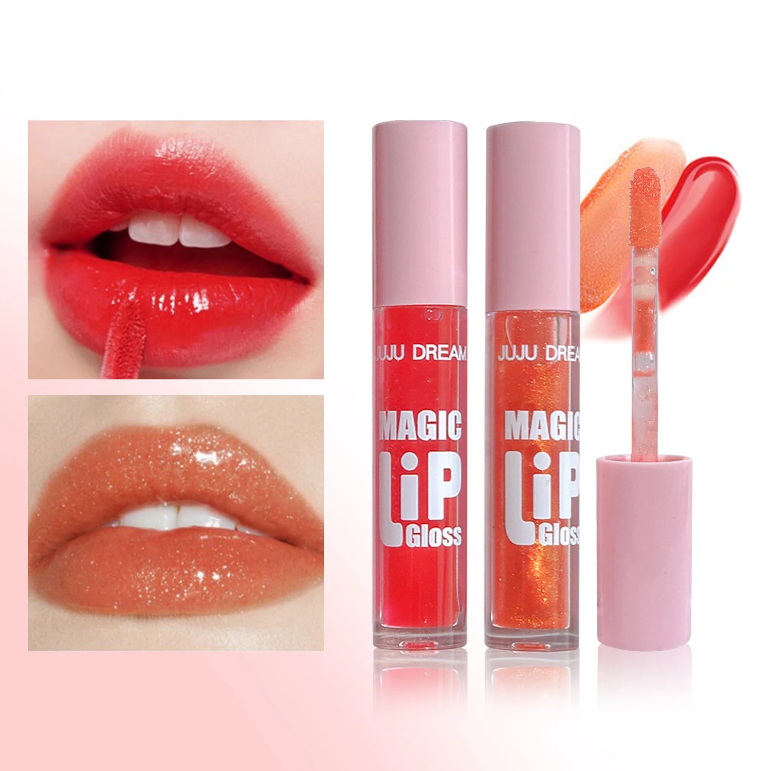 6 pcs Fine Sparkling Lip gloss set - Easy to color, non-stick，non-fading, moisturizing & shiny lip gloss set, a gift for ladies