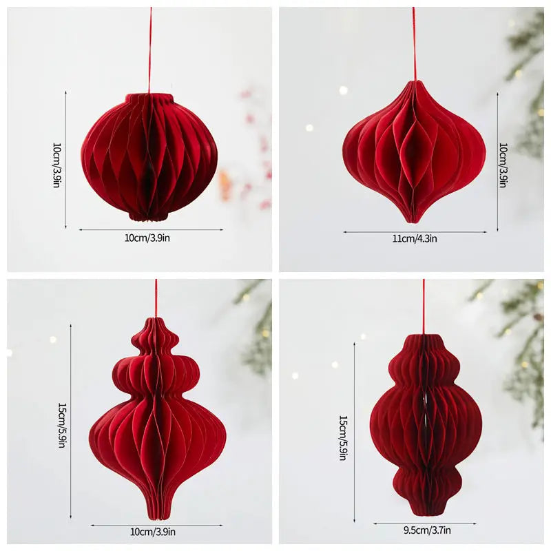 3D Christmas Decorations Christmas Tree New Year Hanging Pendants Paper Lantern 2026 Navidad Wedding New Year Decorations