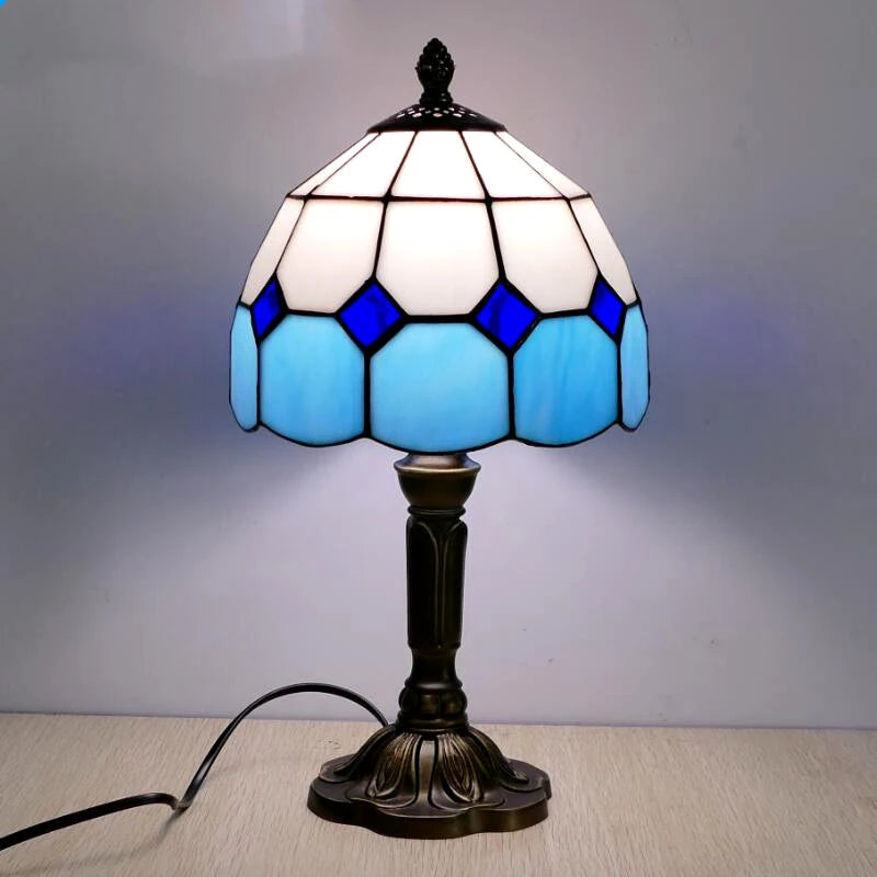 E27 Retro Baroque LED Table Lamps Mediterranean Vintage Stained Glass Bedroom Reading Cafe Bar Decor Desk Lights With EU/US Plug