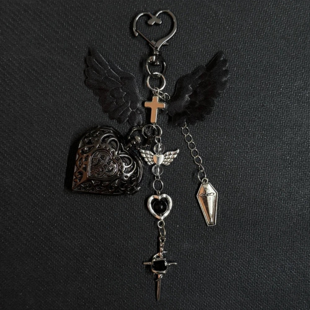 Original Hollow Heart Pocket Watch Chain keychain Design Steampunk Clock Vintage Necklace Pendant Jewelry Watch Men Women Gift