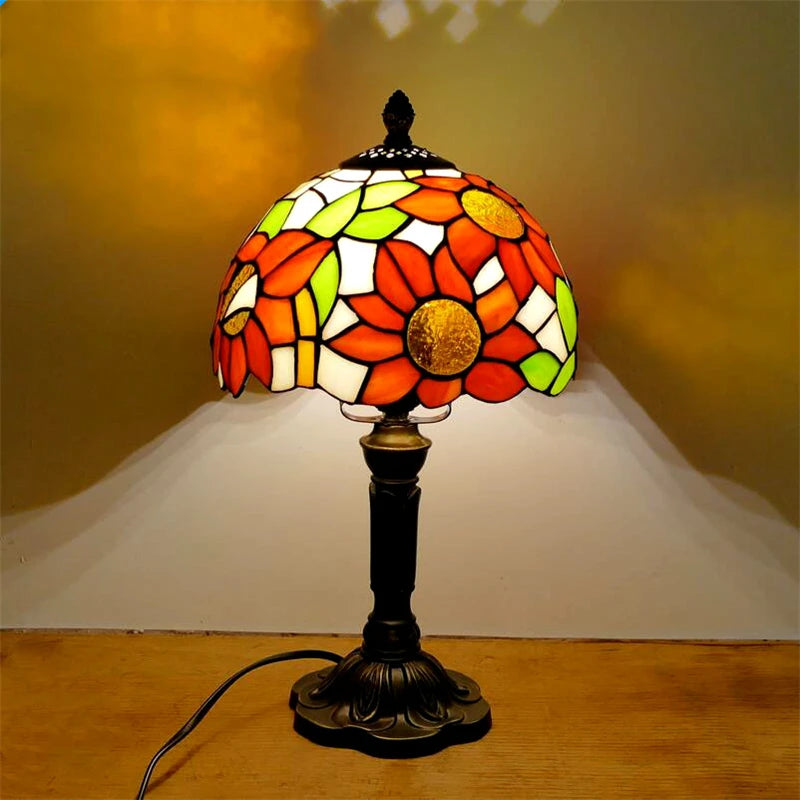 E27 Retro Baroque LED Table Lamps Mediterranean Vintage Stained Glass Bedroom Reading Cafe Bar Decor Desk Lights With EU/US Plug