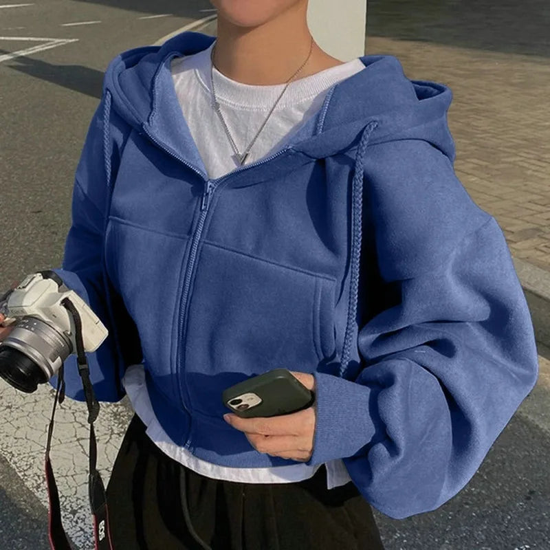 Smooth Silhouette Zip-Up Hoodie