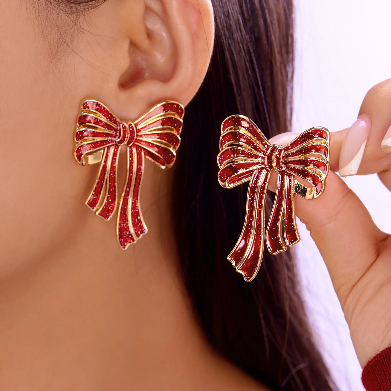 Merry Christmas Pearl Flower Star Bell Long Tassel Dangle Earrings for Women Shiny Crystal Zircon Snowflake Earring Girl Jewelry