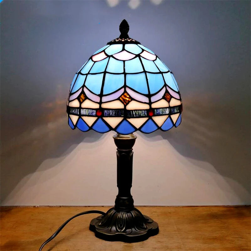 E27 Retro Baroque LED Table Lamps Mediterranean Vintage Stained Glass Bedroom Reading Cafe Bar Decor Desk Lights With EU/US Plug