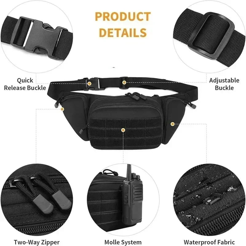 Packs for Men Nylon Shoulder Hiking Tactical Multi-function Waist Pack Fanny  Mobile Phone Bag Sports High-capacity Waist Bag