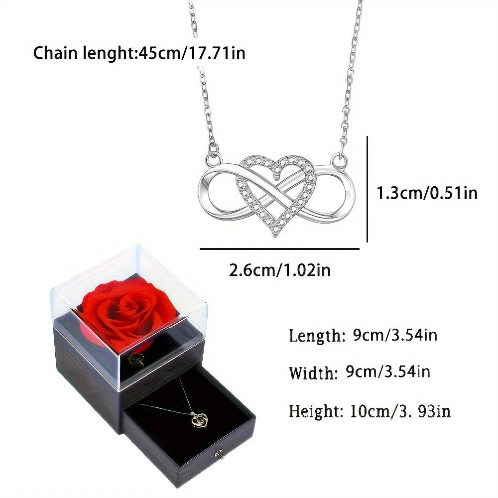 Luxury Heart Pendant Necklaces With Rose Gift Box For Women Christmas Valentine Girlfriend Romantic Trendy Wedding Jewelry