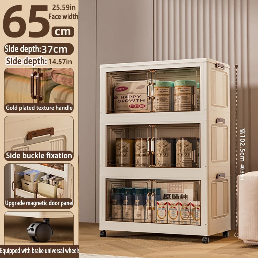 45/55/65cm Length Multifunction Storage Cabinet Large Capacity Foldable Easy-to-Install Storage Box Dustproof Wardrobe
