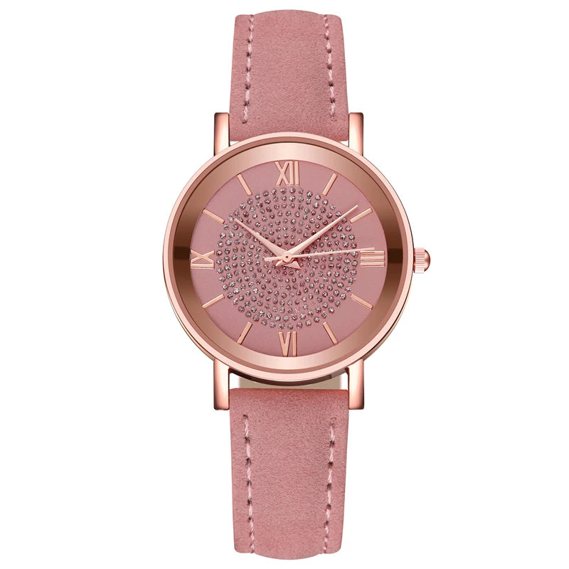 Fashion Arabic Dial Women's Watch Casual Leather Band Analog Quartz Watches