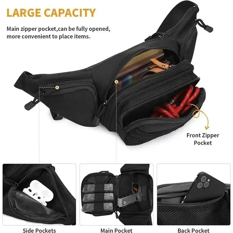 Packs for Men Nylon Shoulder Hiking Tactical Multi-function Waist Pack Fanny  Mobile Phone Bag Sports High-capacity Waist Bag