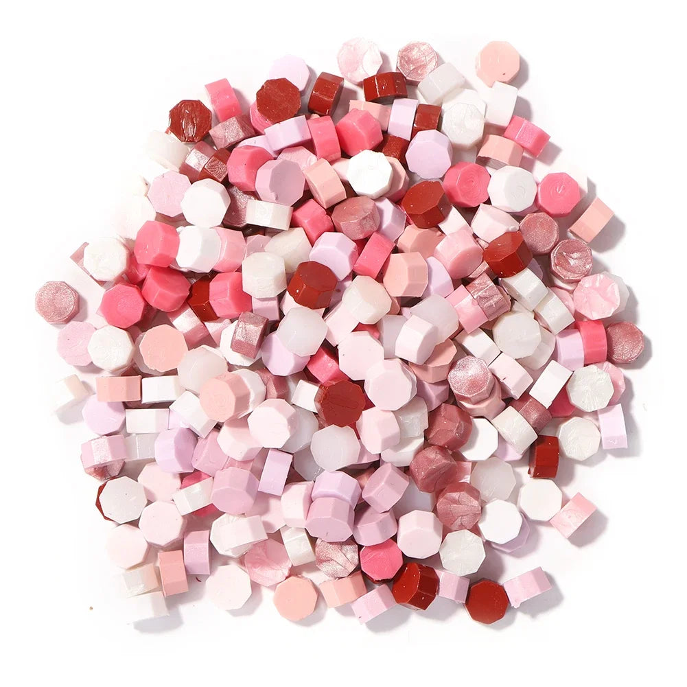 100pcs Octagon Red Sealing Wax Beads Retro Seal Stamp Beaded for Wedding Birthday Card Vintage Craft Envelope Letter Decor