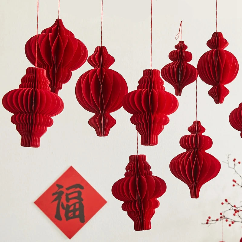 3D Christmas Decorations Christmas Tree New Year Hanging Pendants Paper Lantern 2026 Navidad Wedding New Year Decorations