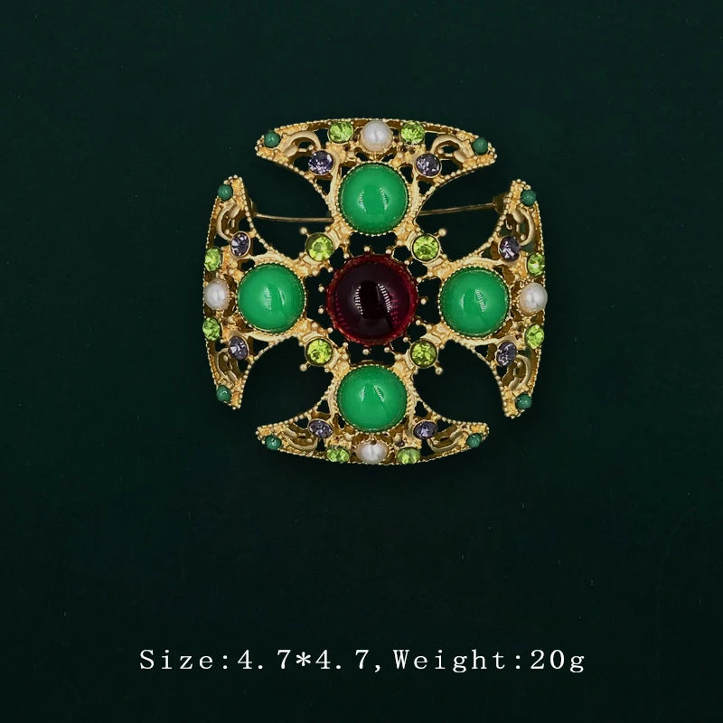 Baroque Crystal Pearl Rectangle Brooch