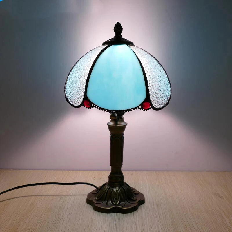 E27 Retro Baroque LED Table Lamps Mediterranean Vintage Stained Glass Bedroom Reading Cafe Bar Decor Desk Lights With EU/US Plug