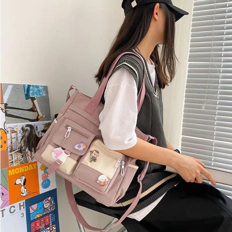 Waterproof Canvas Women Handbags Shoulder Bag Nylon Ladies Messenger Bag Oxford Crossbody Bags Tote Book Bags for Girls Satchels