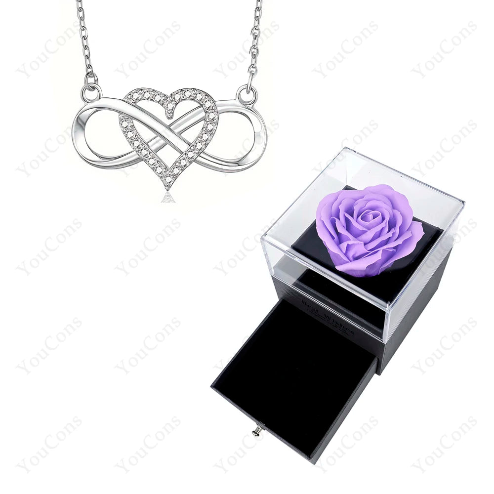 Luxury Heart Pendant Necklaces With Rose Gift Box For Women Christmas Valentine Girlfriend Romantic Trendy Wedding Jewelry