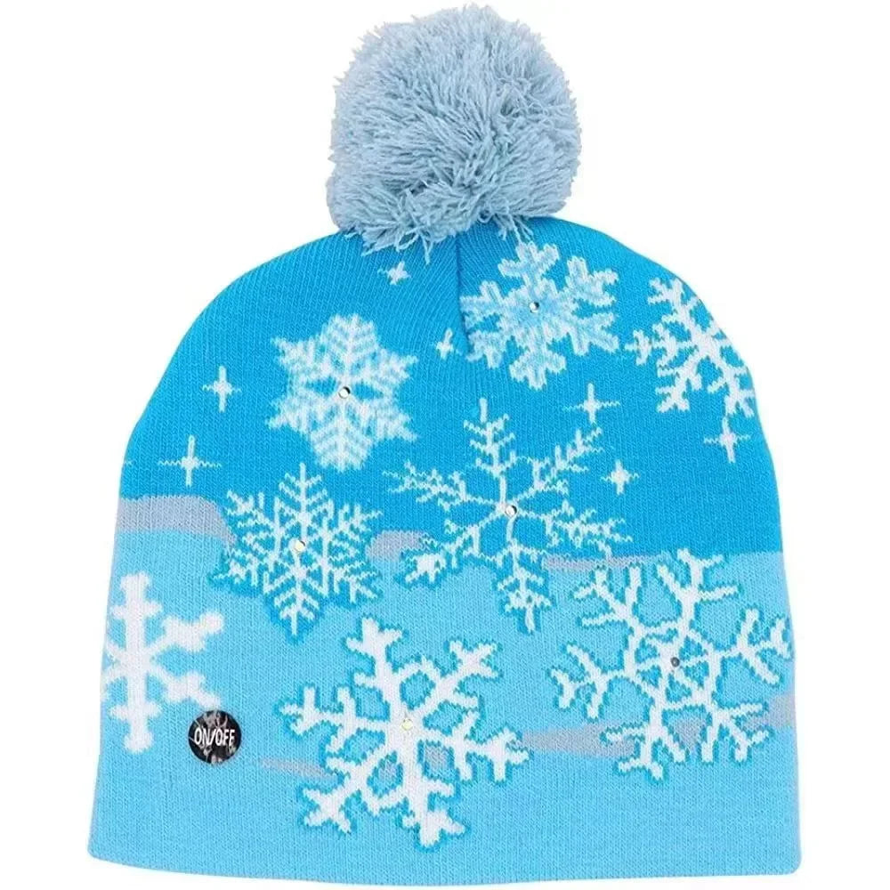 LED Christmas Knitted Hat Light Up Xmas Beanie Cap Unisex Winter Beanie Sweater Hat with Colorful LEDs for Christmas New Yea