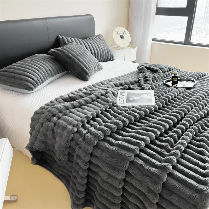 Cozy Striped Bed & Nap Blanket