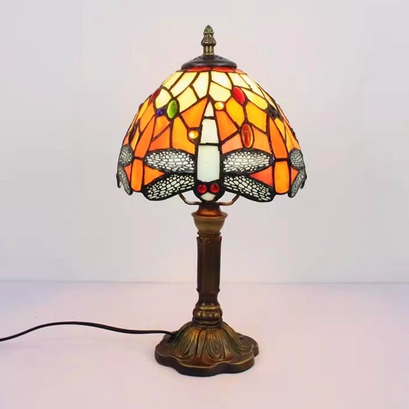 E27 Retro Baroque LED Table Lamps Mediterranean Vintage Stained Glass Bedroom Reading Cafe Bar Decor Desk Lights With EU/US Plug