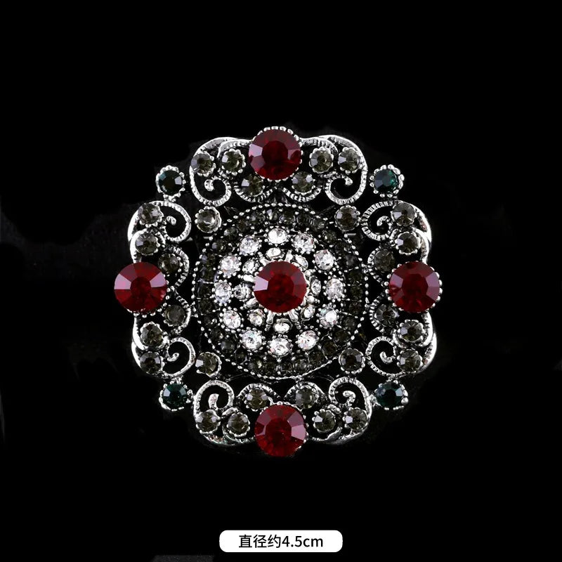 Baroque Style Vintage Women Men Fashion Crystal Brooches Pins Retro Palace Metal Badges Lapel Pin Unisex Party Corsage Jewelry