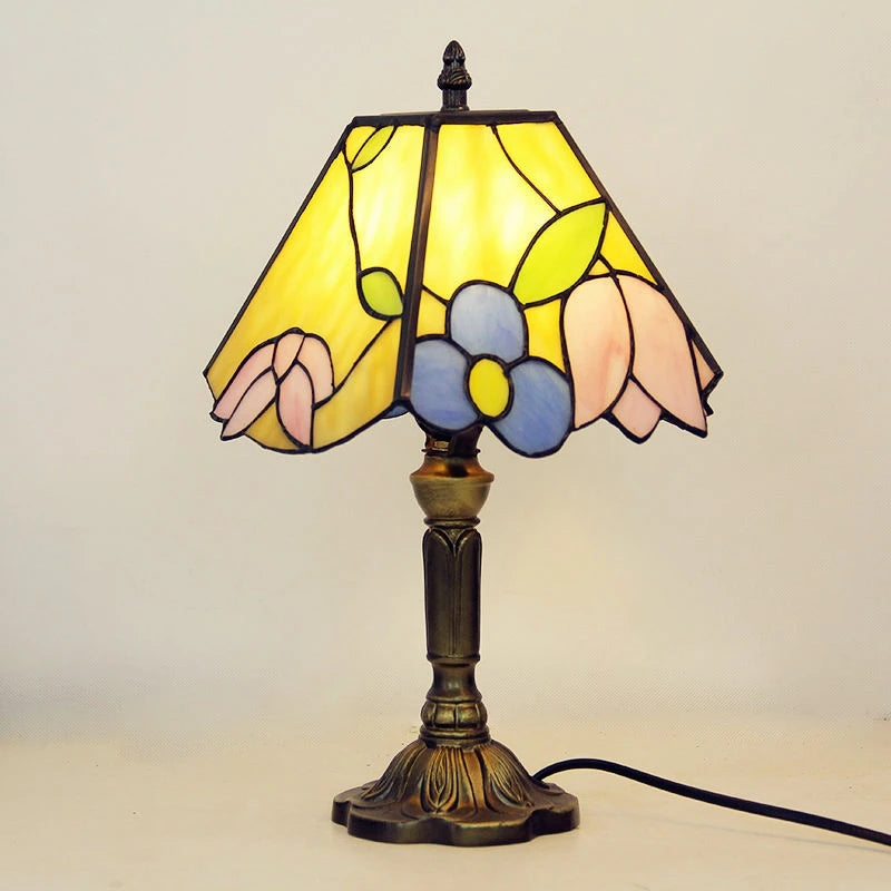 E27 Retro Baroque LED Table Lamps Mediterranean Vintage Stained Glass Bedroom Reading Cafe Bar Decor Desk Lights With EU/US Plug