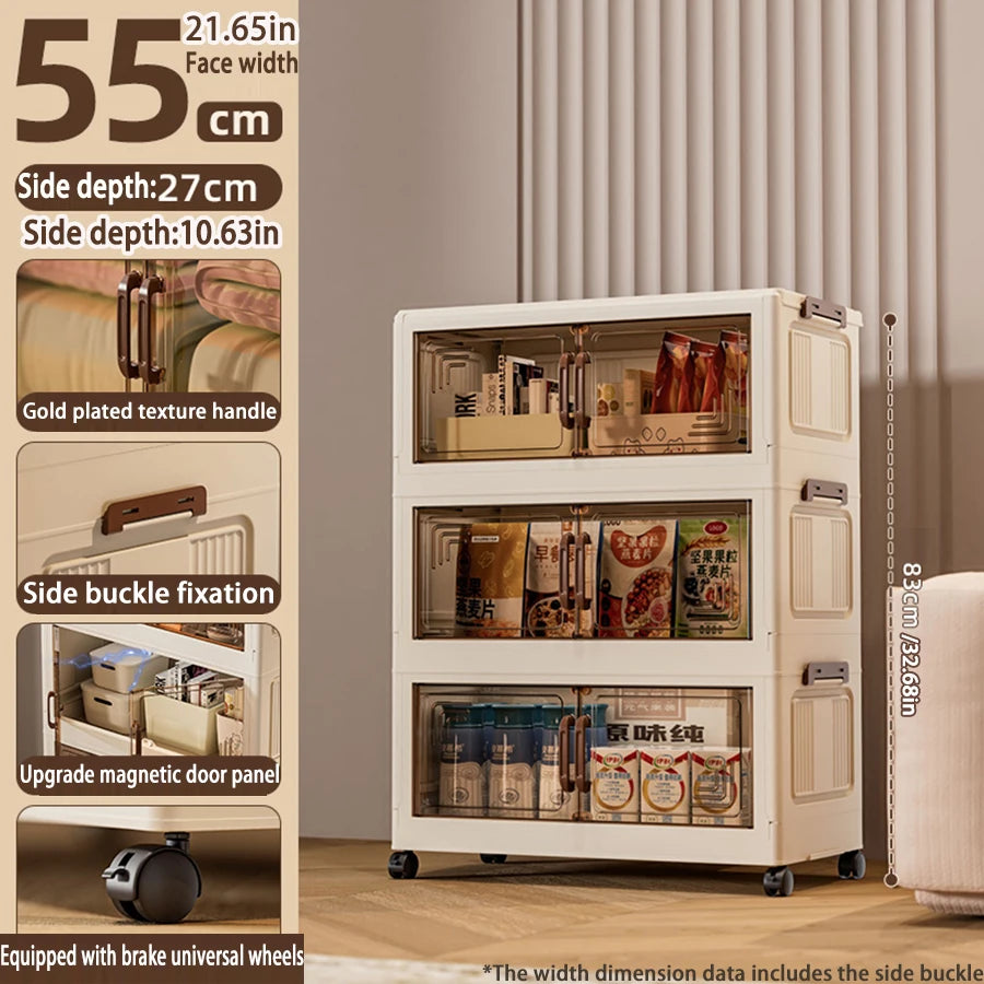 45/55/65cm Length Multifunction Storage Cabinet Large Capacity Foldable Easy-to-Install Storage Box Dustproof Wardrobe