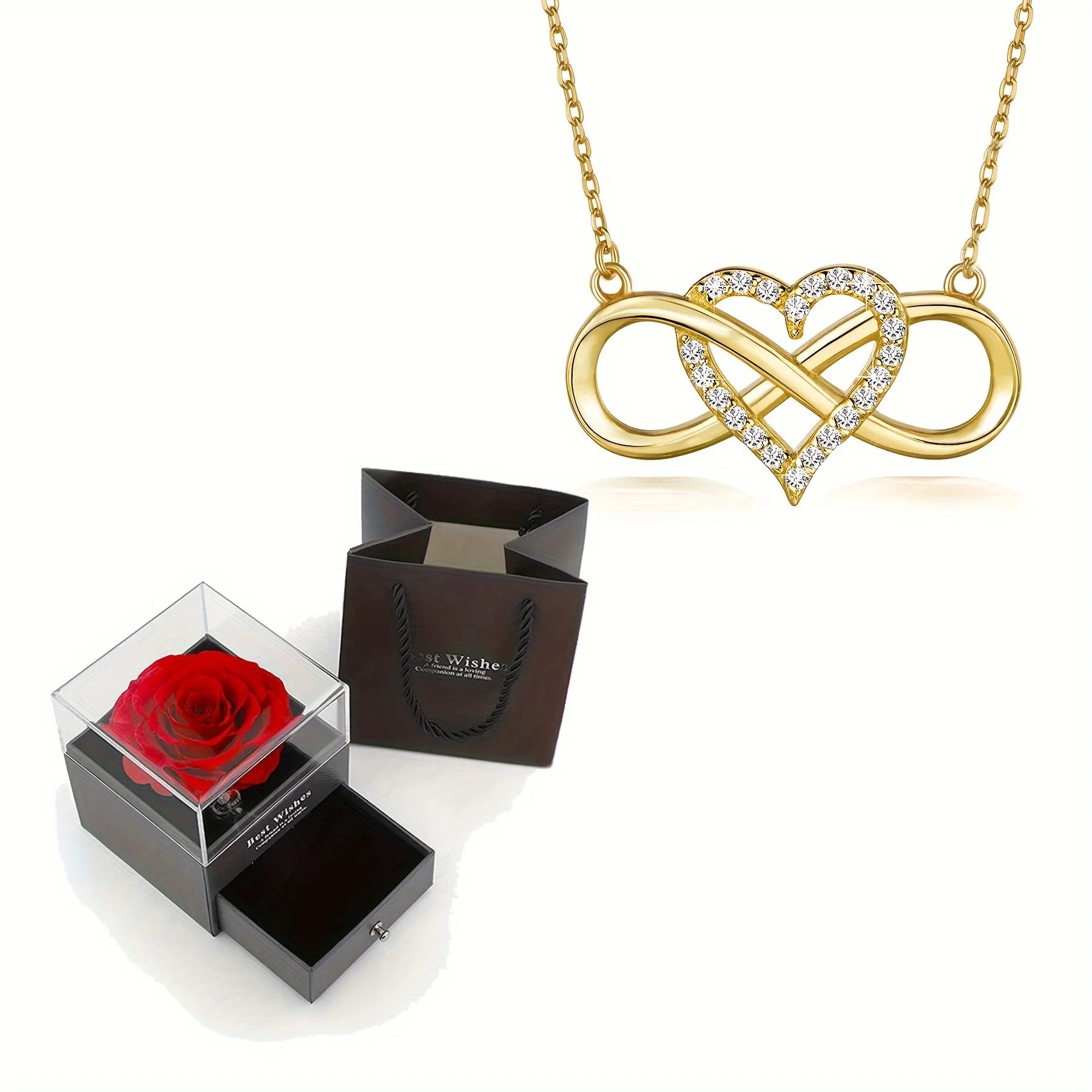 Luxury Heart Pendant Necklaces With Rose Gift Box For Women Christmas Valentine Girlfriend Romantic Trendy Wedding Jewelry
